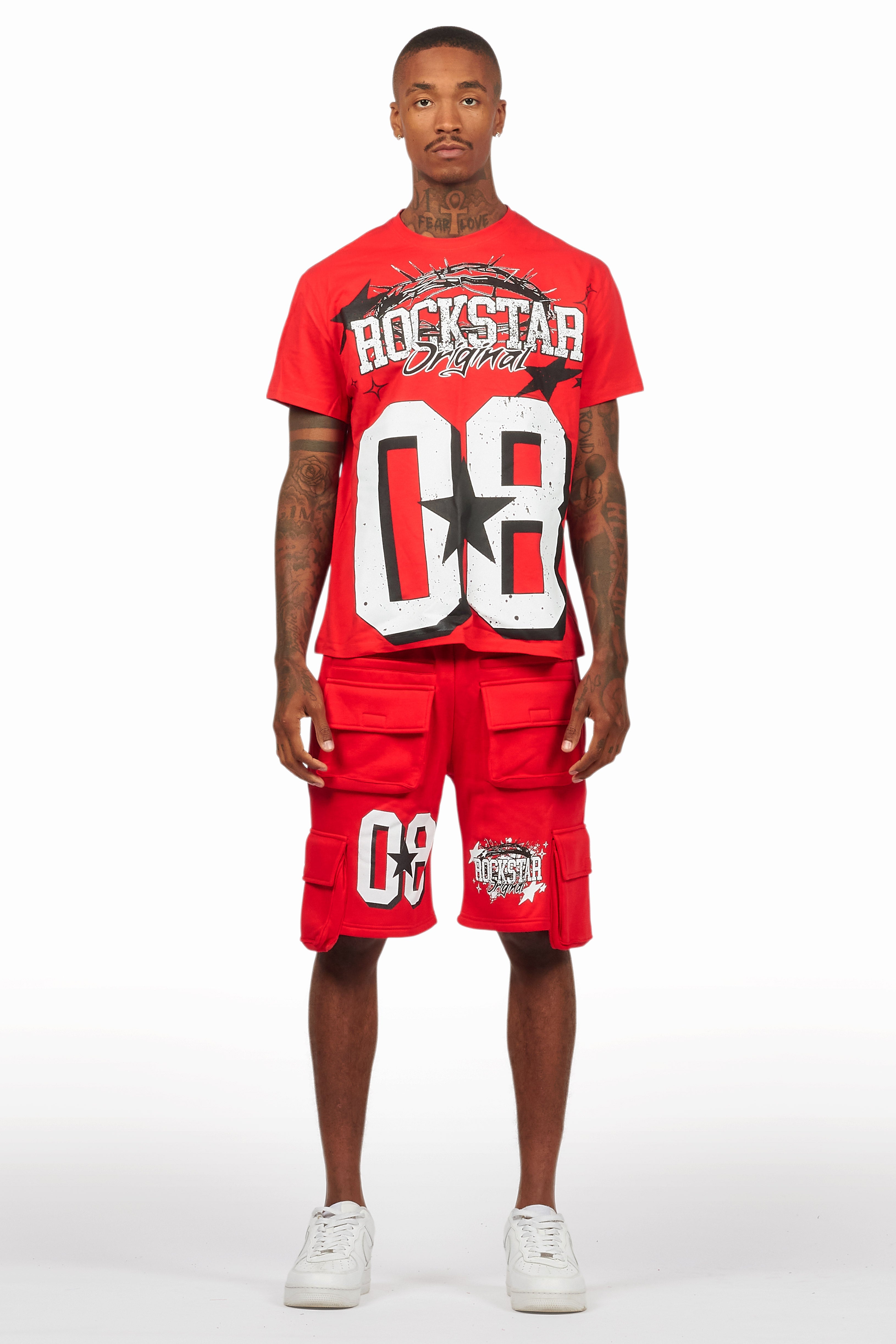 AllStar Red/White T-Shirt Cargo Short Set