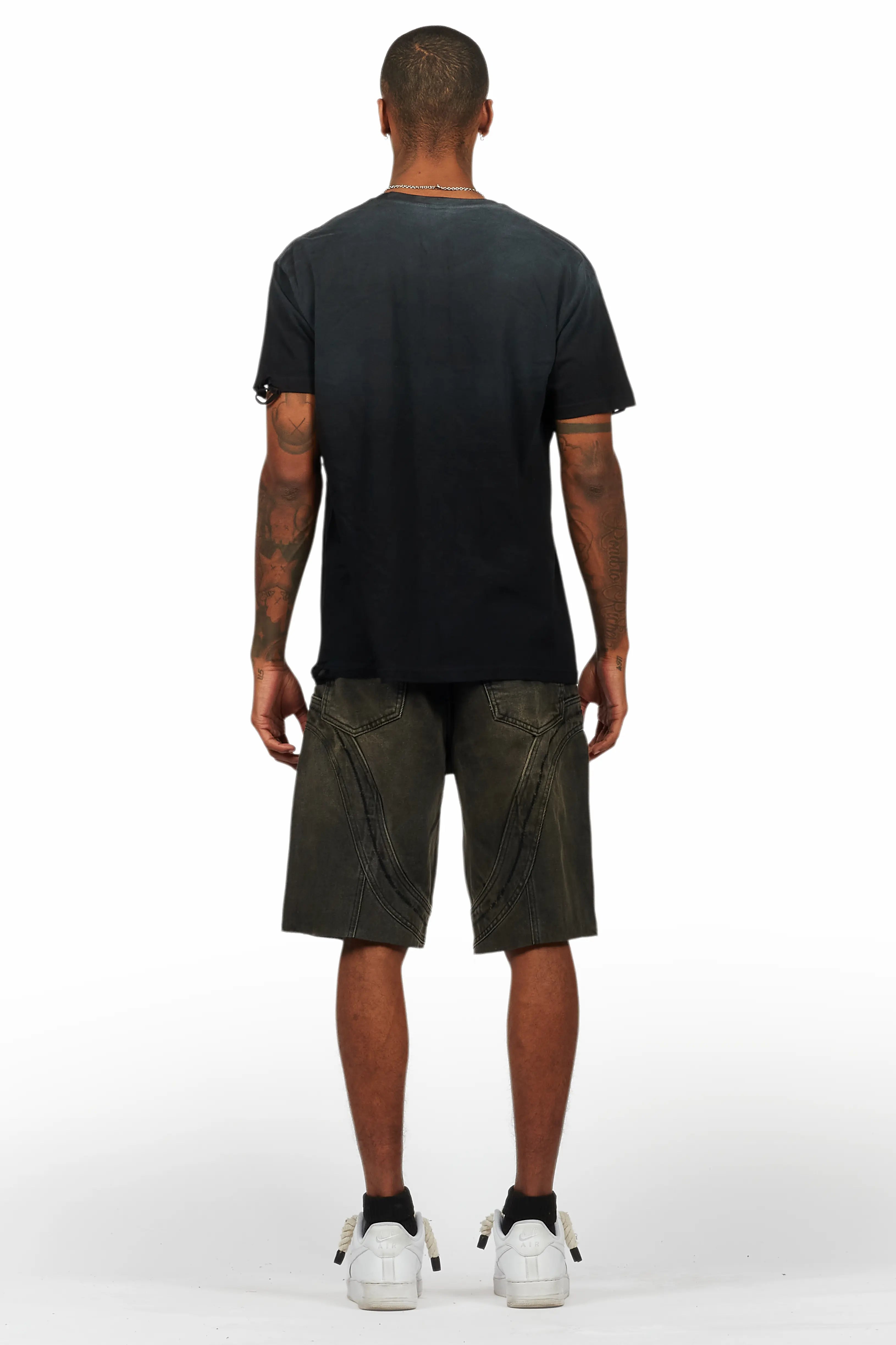 Gonen Black T-Shirt/Denim Short Set