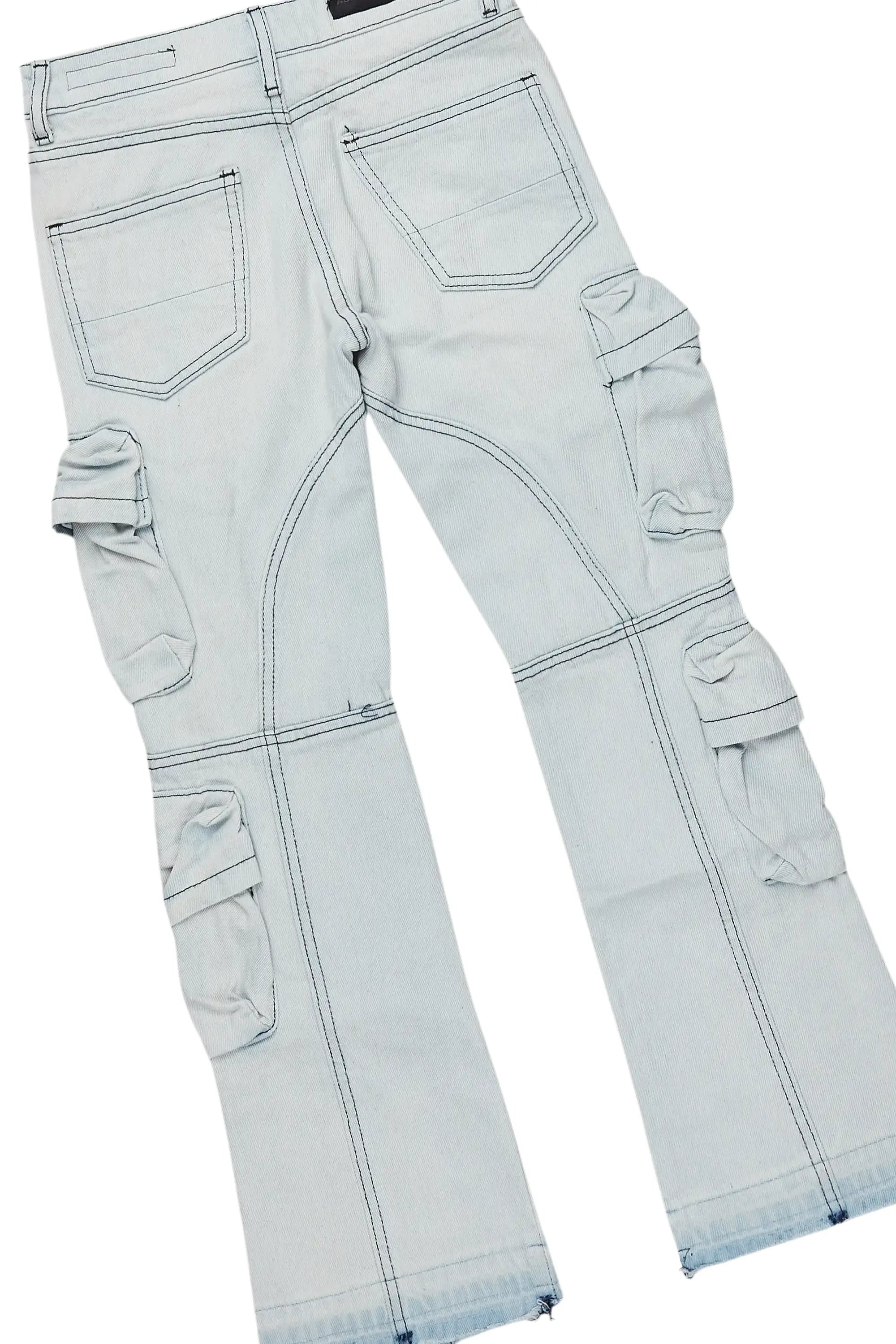 Girls Fillie Grey T-Shirt/Stacked Flare Jean Set