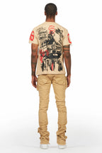 Grill Beige T-Shirt/Stacked Flare Jean Bundle