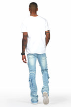 Randi Blue Painter Stacked Flare Jean