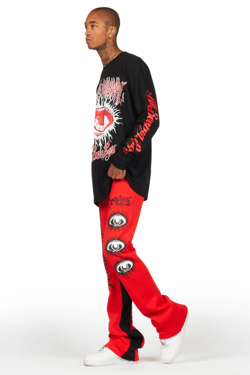 All Seeing Eyes Red/Black Long Sleeve T-Shirt/Baggy Pant Set