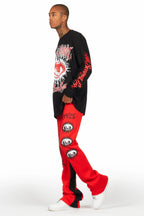 All Seeing Eyes Red/Black Long Sleeve T-Shirt/Baggy Pant Set