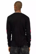 Trenzo Black/Fuchsia Long Sleeve Graphic T-Shirt