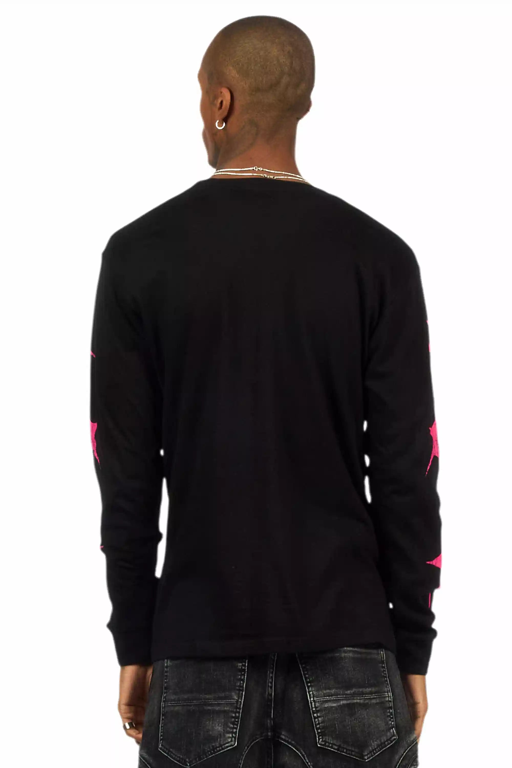 Trenzo Black/Fuchsia Long Sleeve Graphic T-Shirt