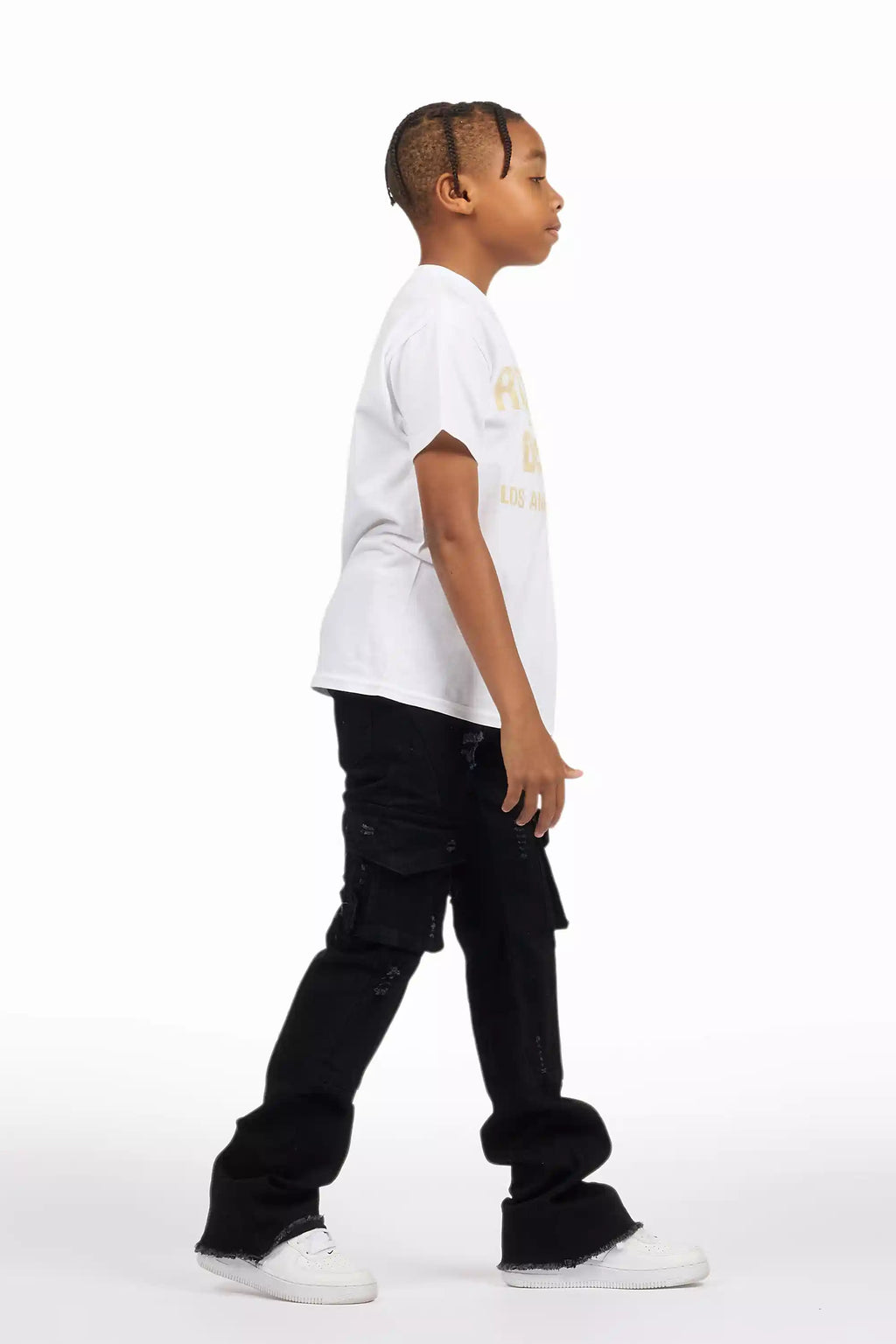 Boys Adalee Black Stacked Flare Jean