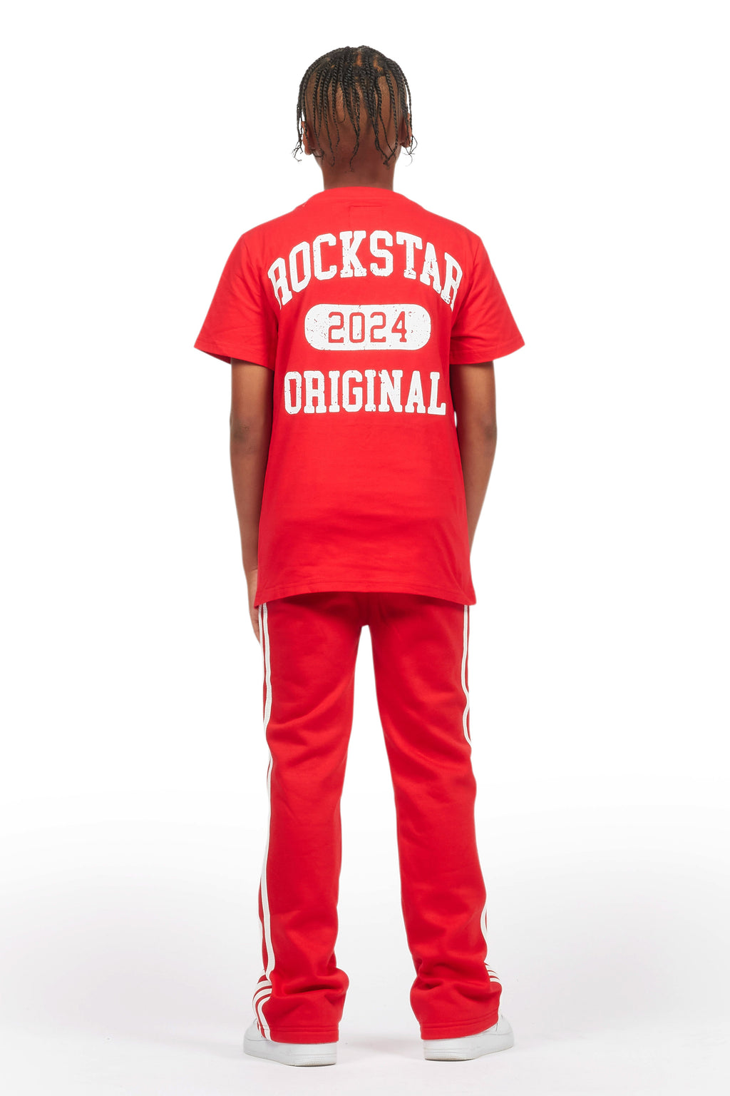 Boys Gerrit Red Stacked Baggy Track Pant