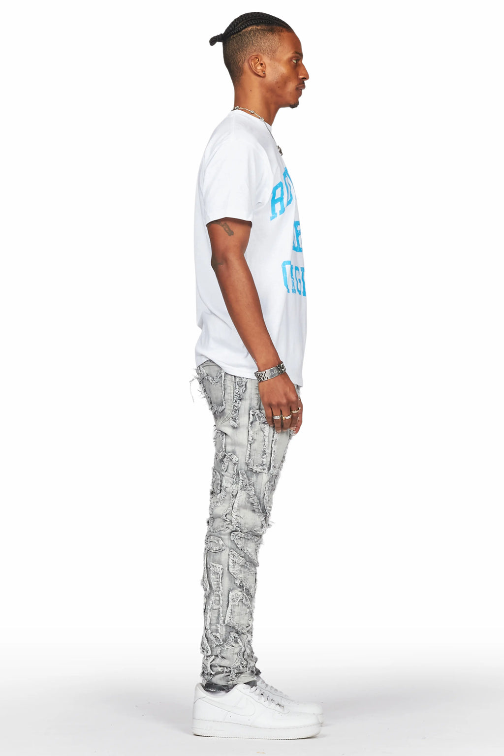 Hakim Grey Patchwork Skinny Fit Jean