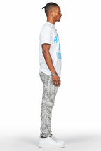 Hakim Grey Patchwork Skinny Fit Jean