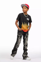 Boys Roeland Black/Red Graphic T-Shirt