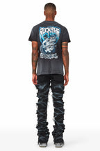 Hayden Black Super Stacked Flare Jean