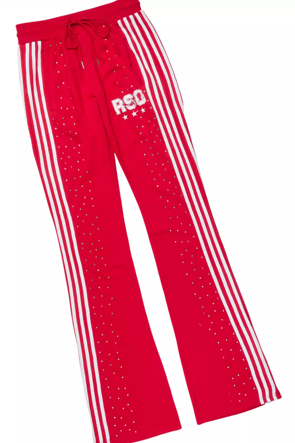 Tylla Red Rhinestone T-Shirt/Baggy Stacked Track Set