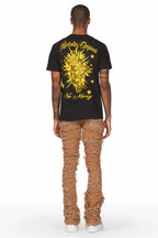 Conrad Beige Stacked Flare Jean