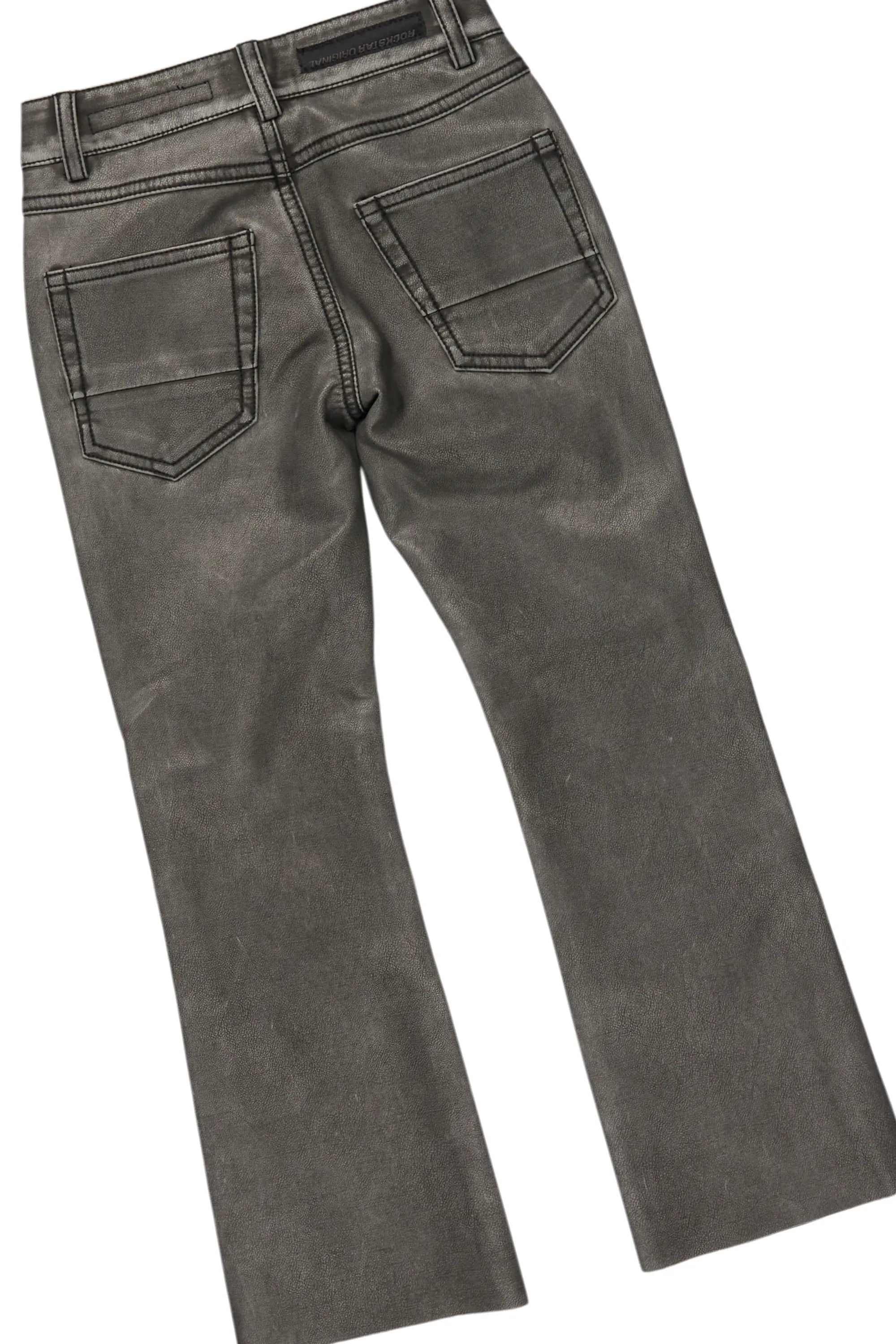 Boys Koen White T-Shirt/Stacked Flare PU Jean Set