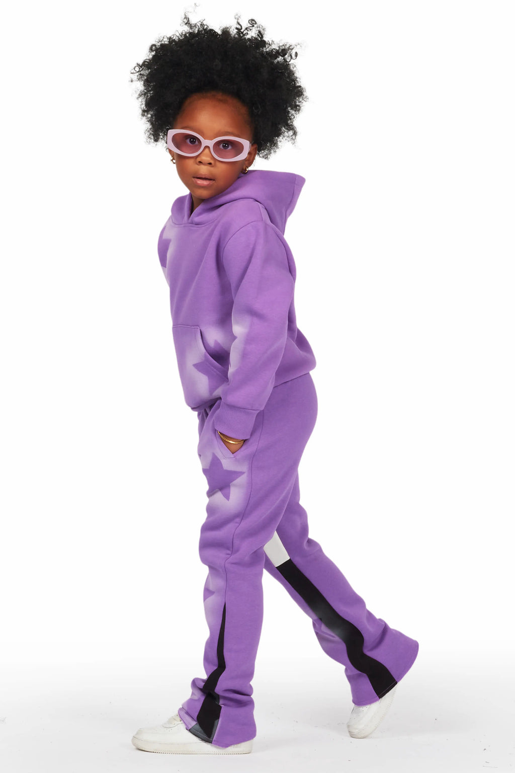 Girls Sophie Purple Stacked Pant Set