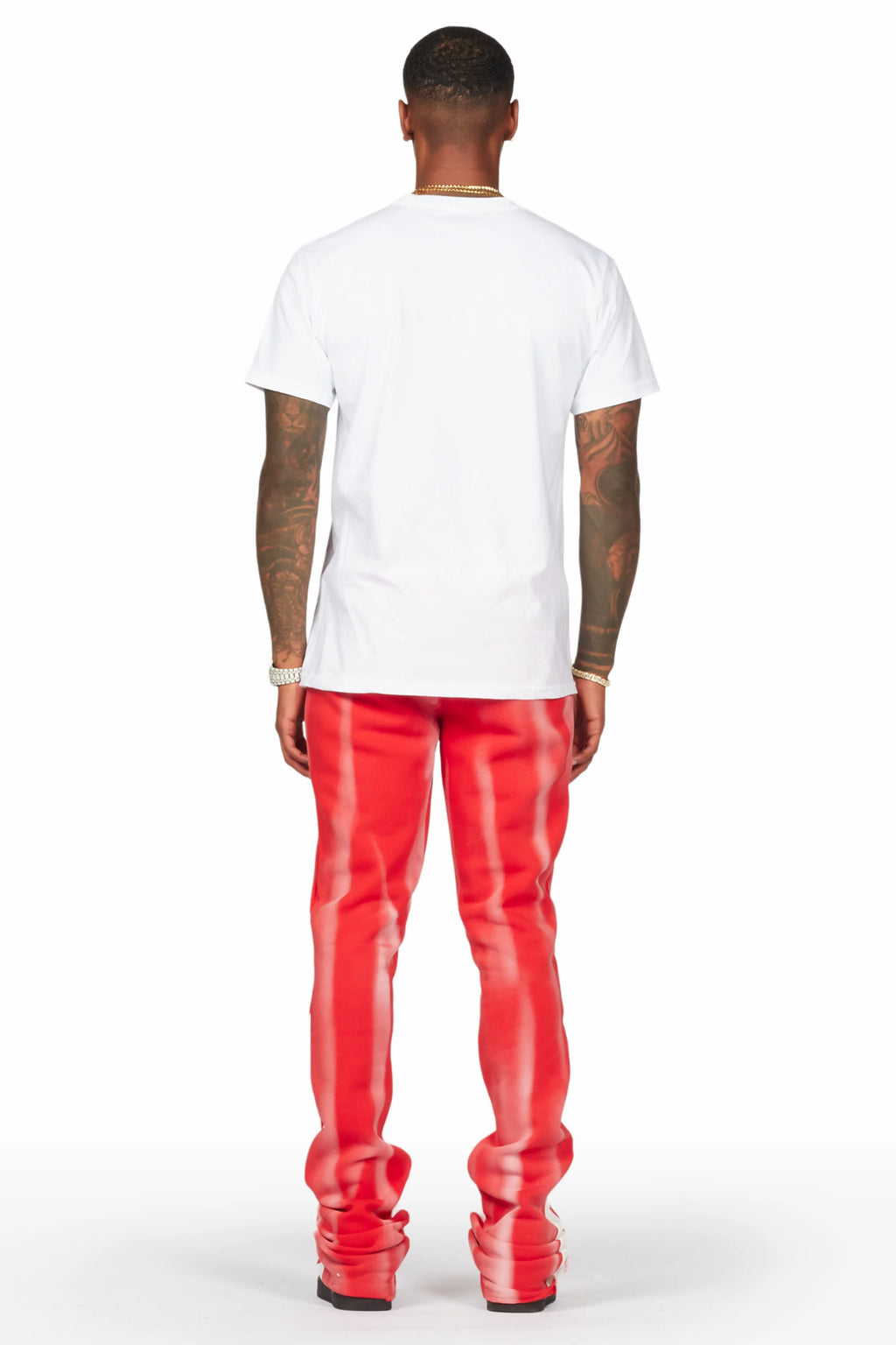 Firoz Red Graphic Stacked Flare Pant