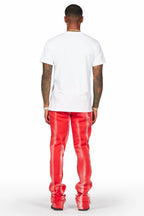 Firoz Red Graphic Stacked Flare Pant