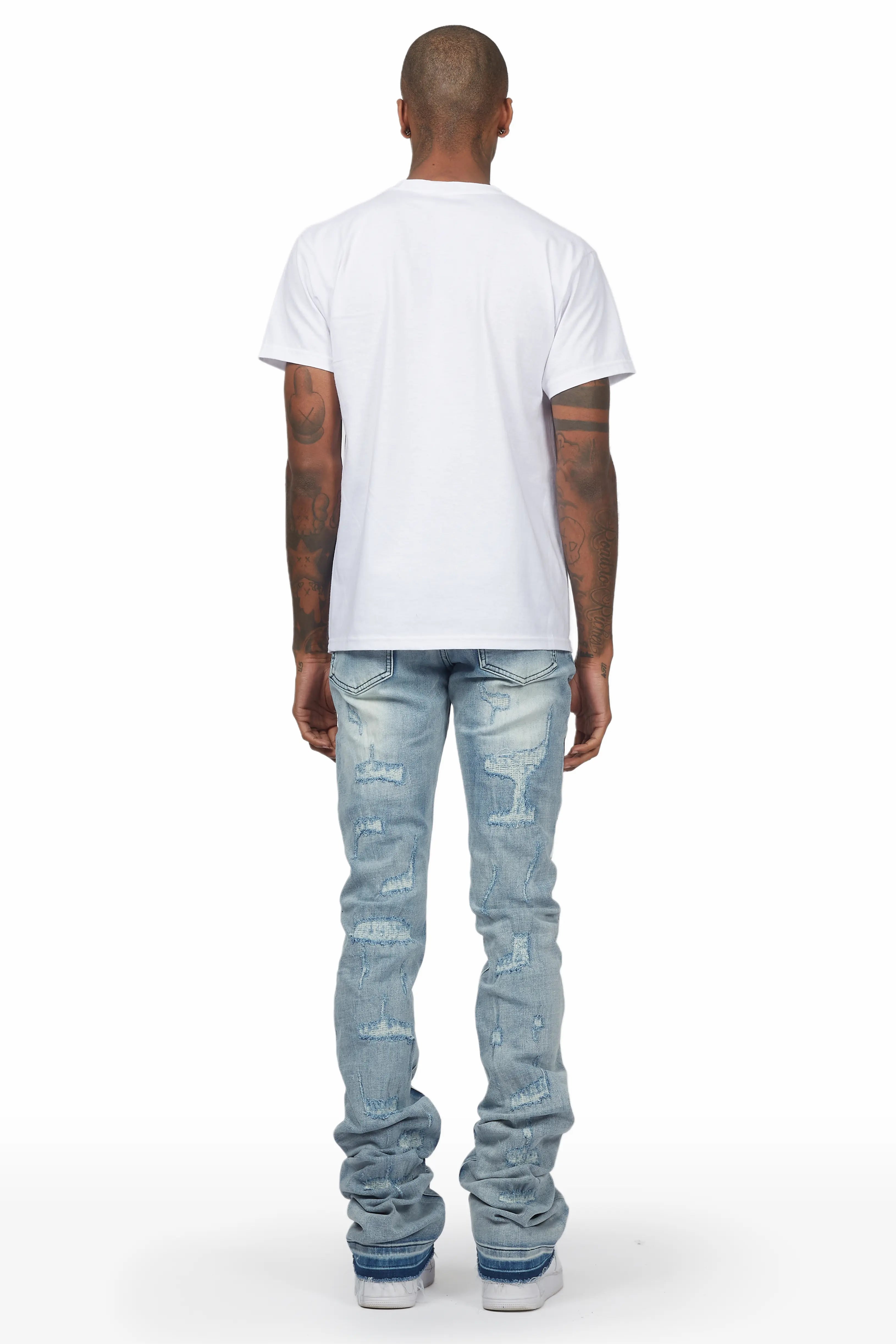 Misael Blue Painter Super Stacked Flare Jean