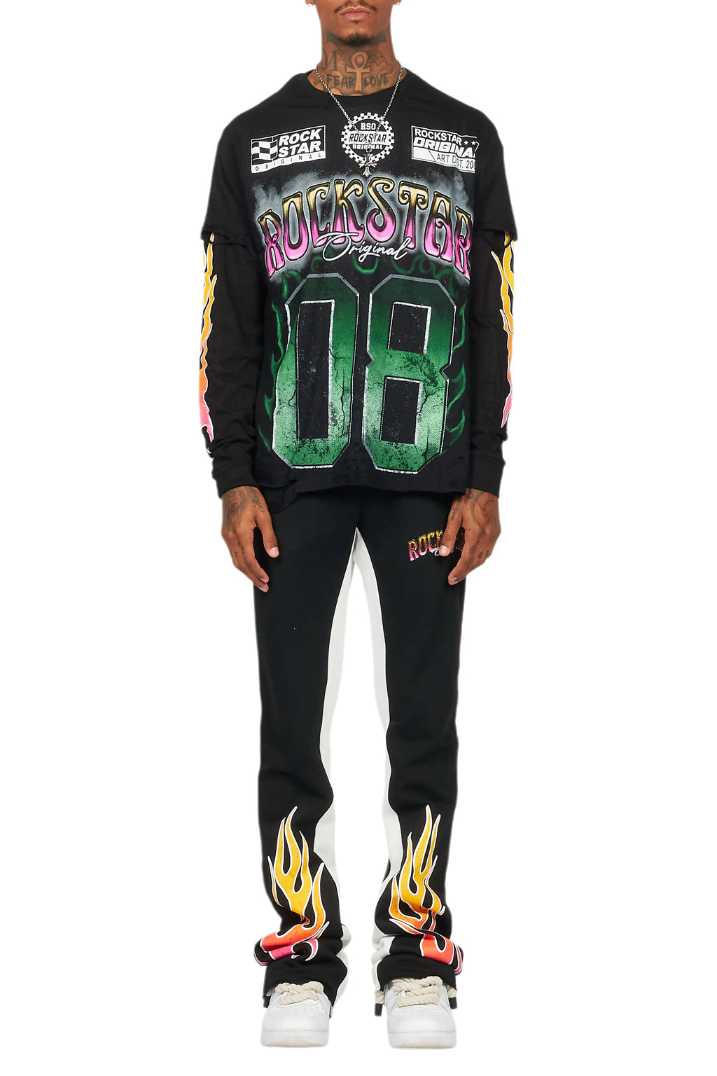 Quito Double Layer T-Shirt/Stacked Baggy Track Pant Set