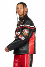 Roch Black/White Leather Moto Jacket