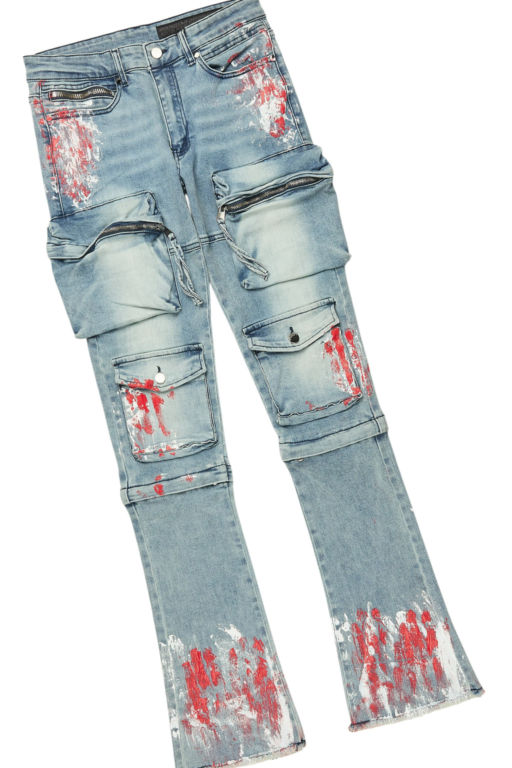 Sley White/Red T-Shirt/Stacked Flare Jean Set