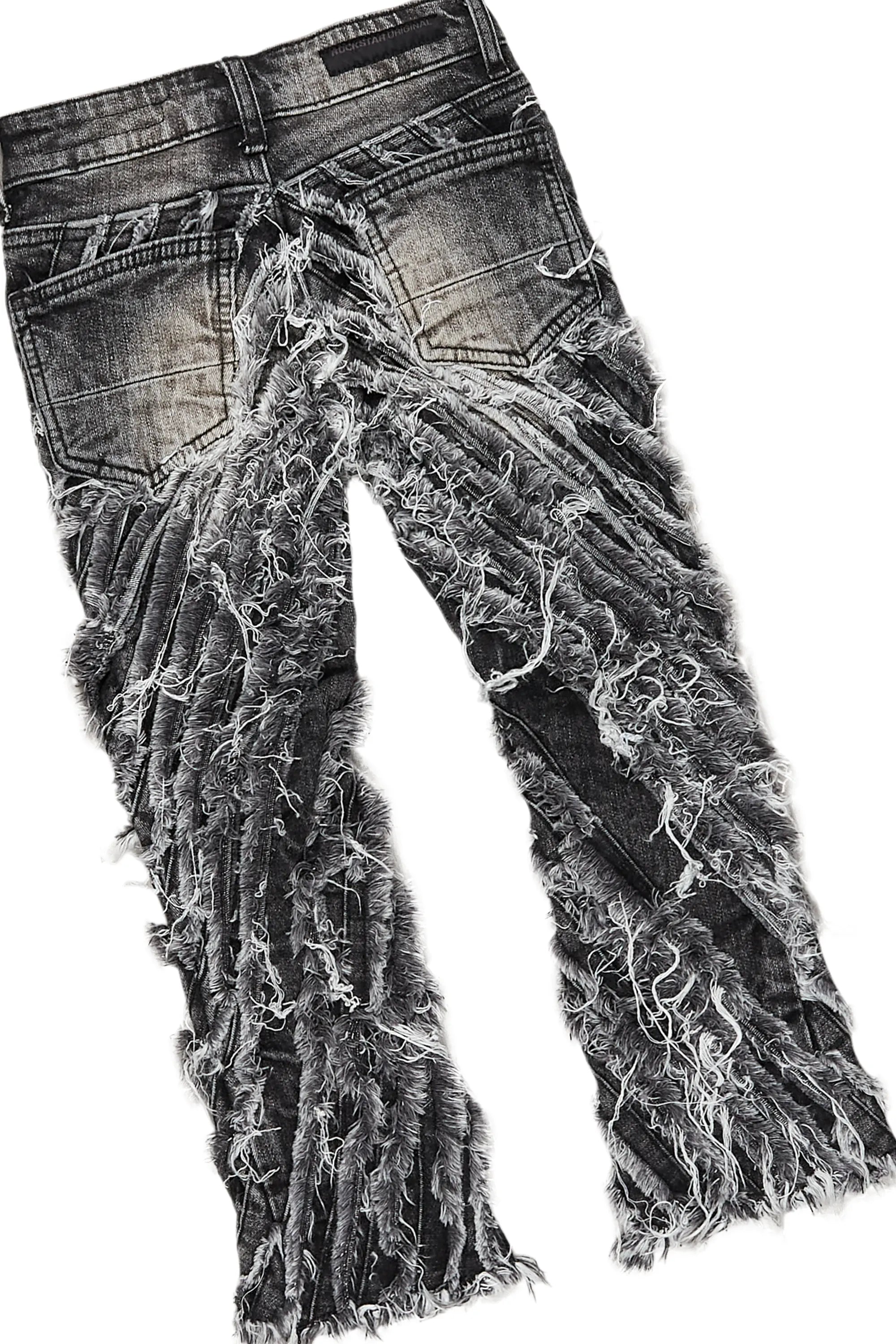 Boys Amina Black T-Shirt/Stack Flare Jean Set