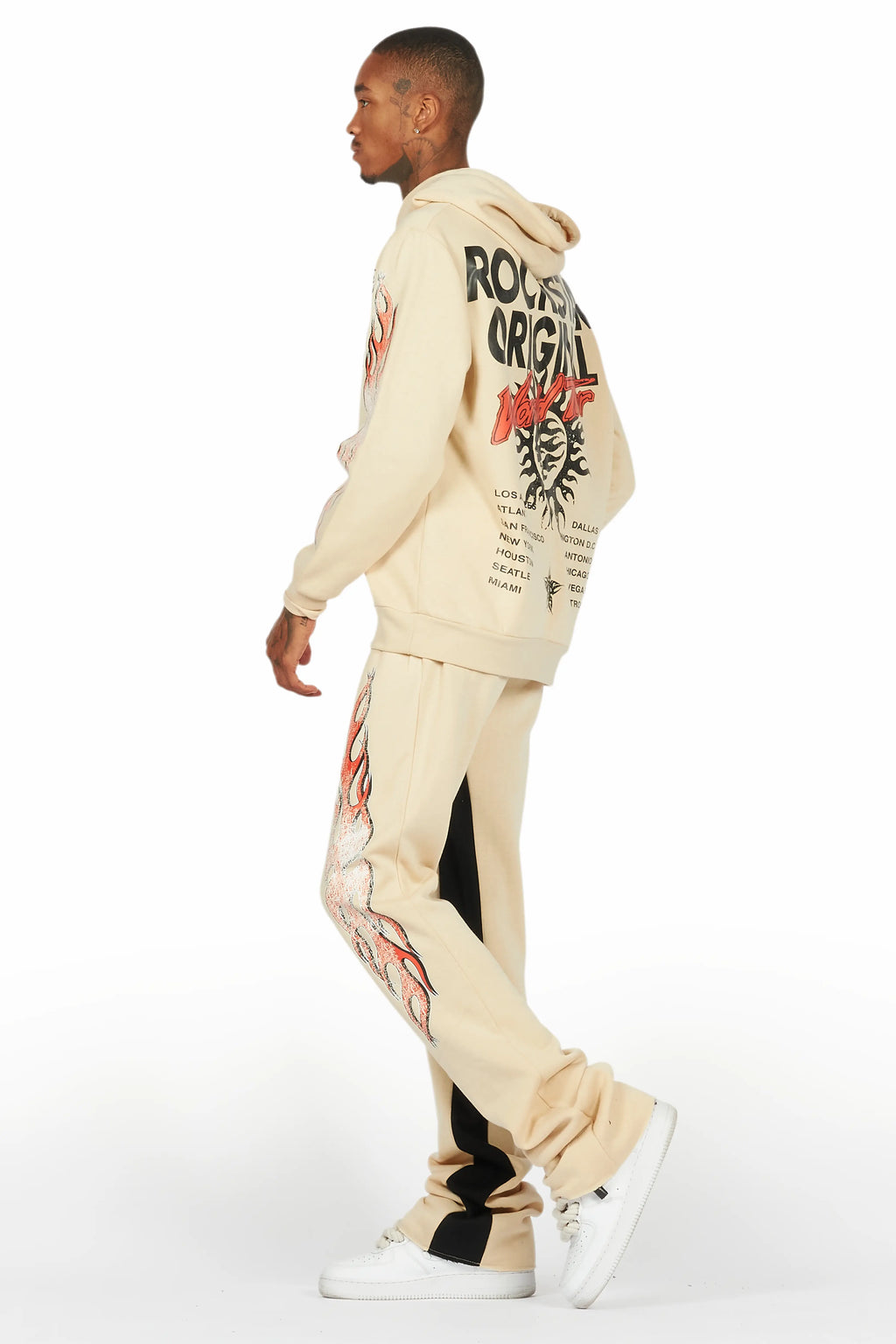 Yash Beige Hoodie Baggy Fit Pant Track Set