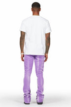 Firoz Purple Graphic Stacked Flare Pant