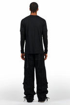 Three Maxi Jet Black Baggy Fit Jean