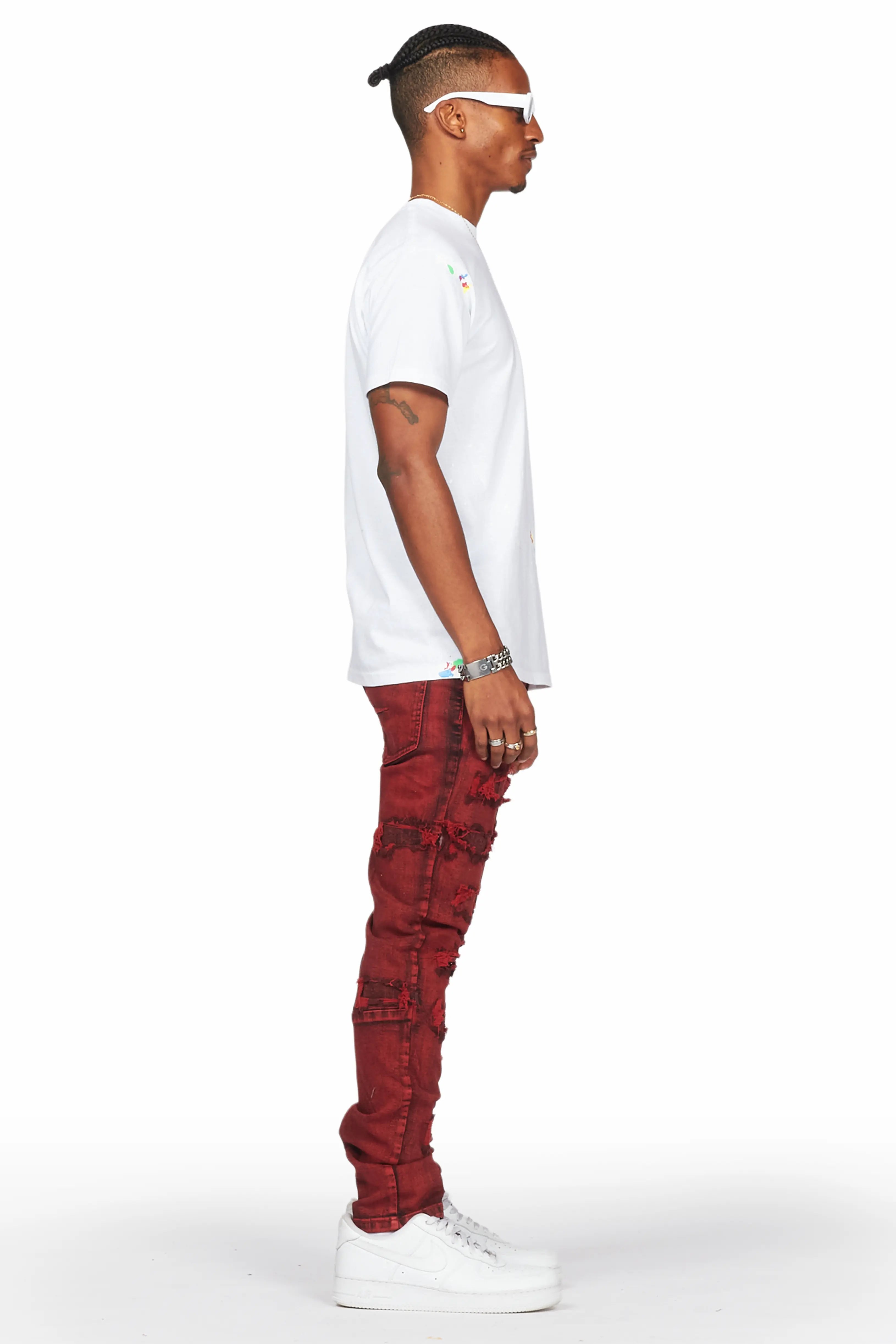 Dalit Red Under Patch Skinny Fit Jean