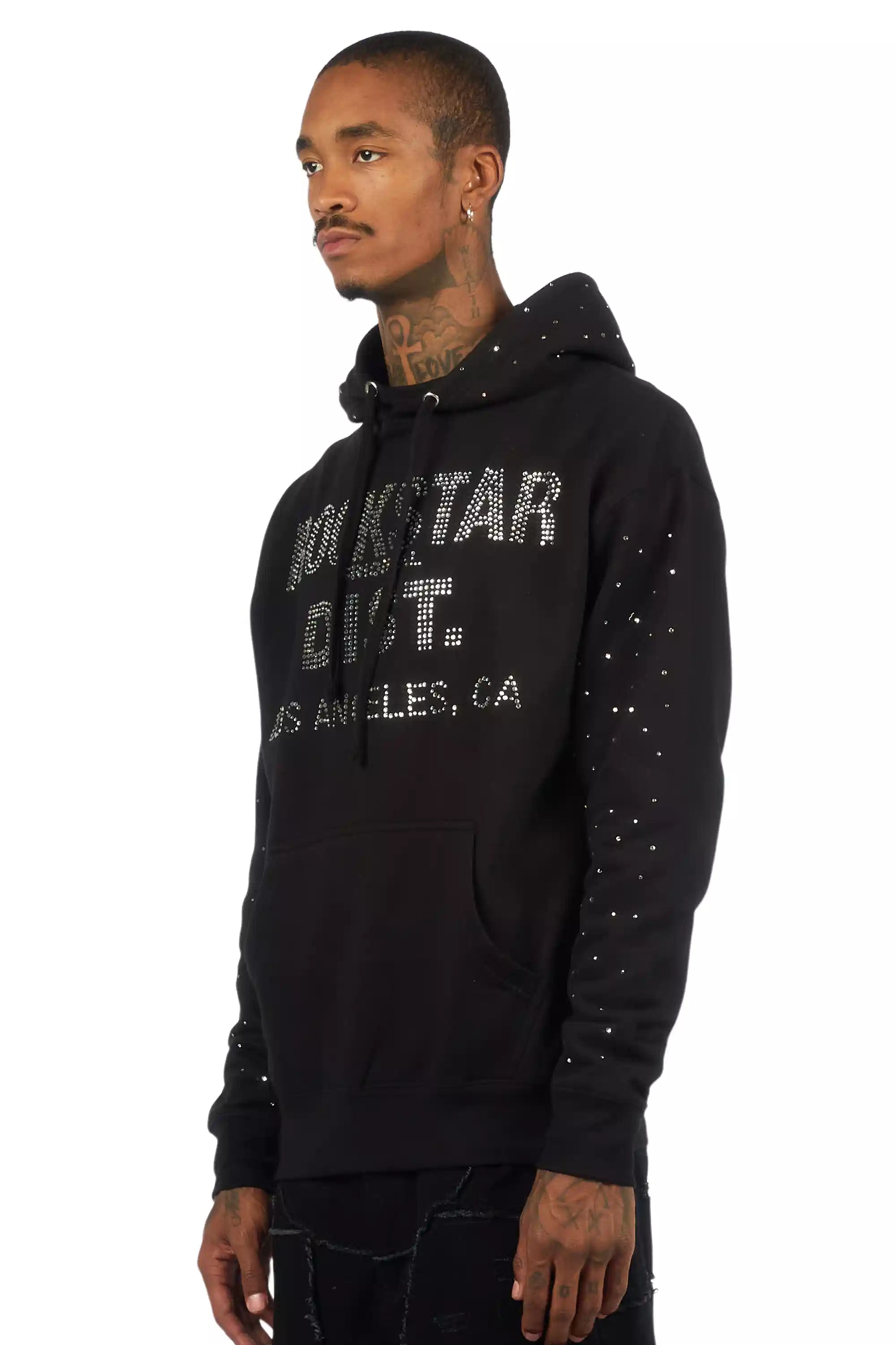 Thryll Black/Silver Rhinestone Graphic Hoodie