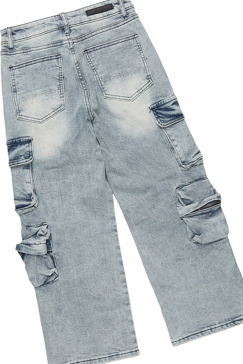 Boys Beau White/Red T-Shirt/Stacked Flare Cargo Jean Set