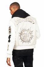 Fio Beige/White Varsity Jacket