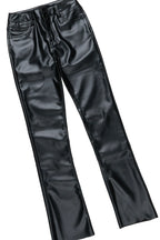 Boys Azai Black T-Shirt Super Stacked Flare PU Jean Set