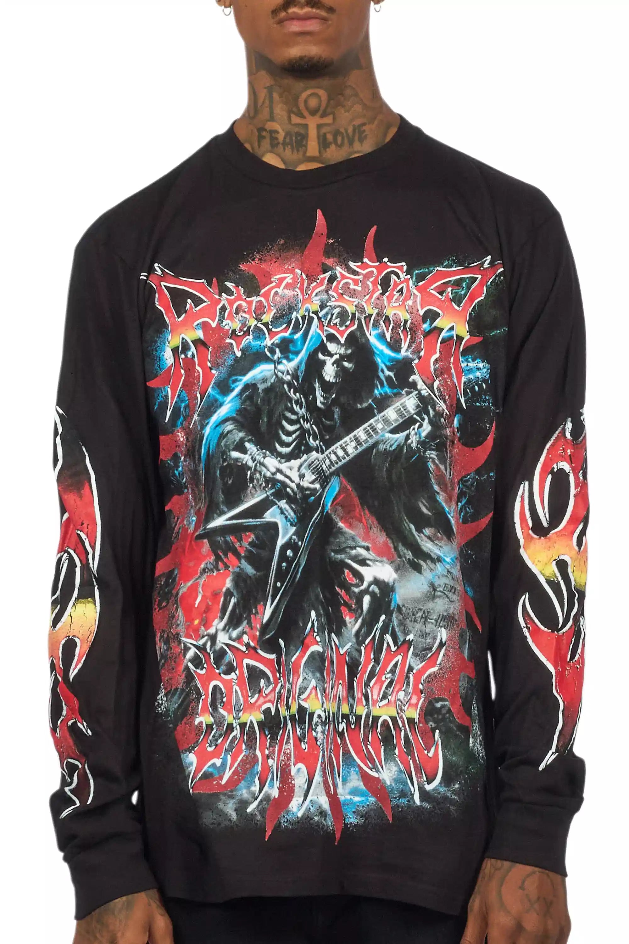 Syn Black/Red Long Sleeve Graphic T-Shirt