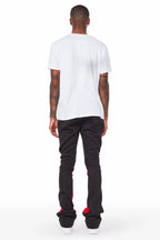 Everest Black Stacked Flare Track Pant