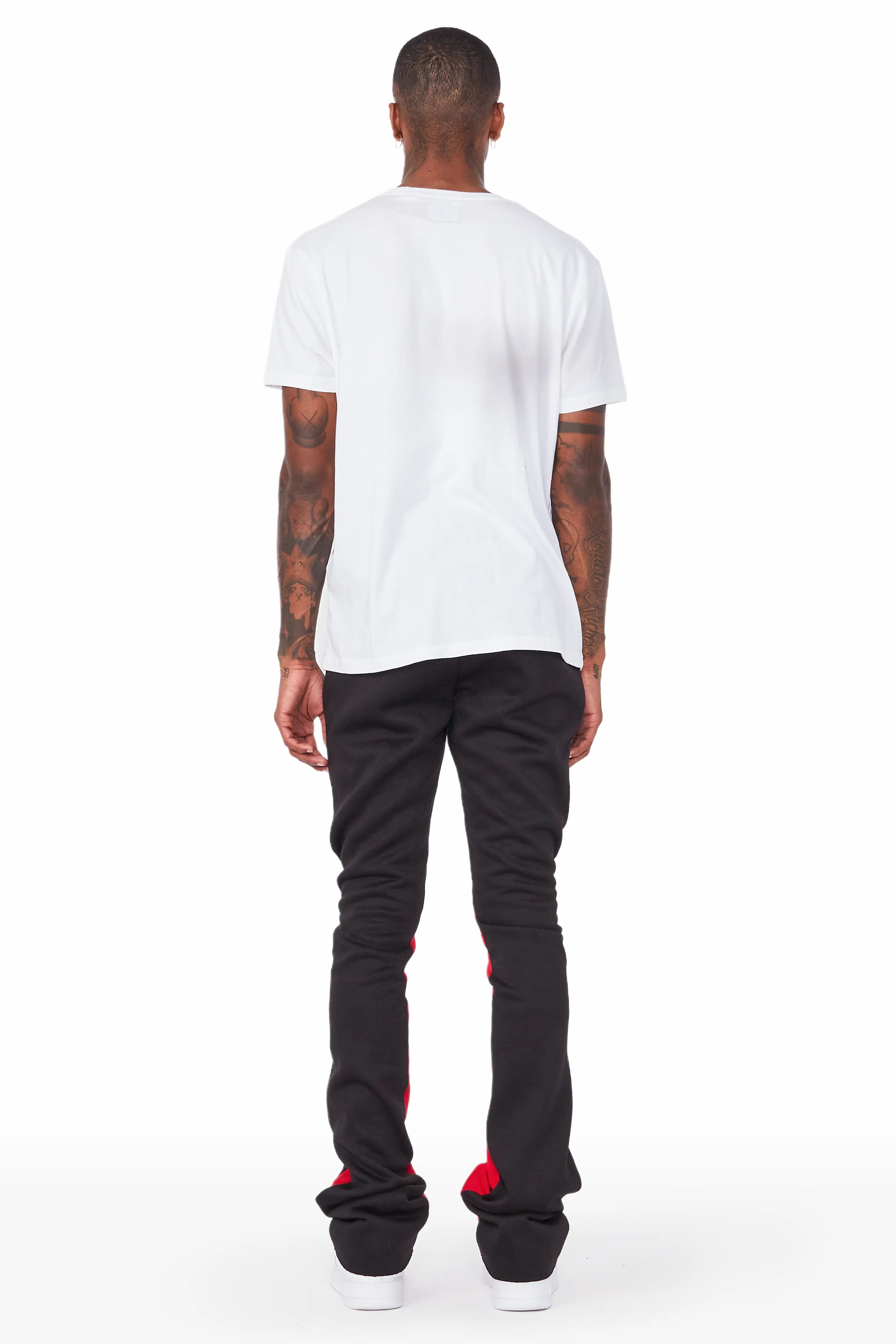 Everest Black Stacked Flare Track Pant