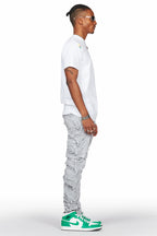 Cadiz Grey Diagonal Patch Skinny Fit Jean