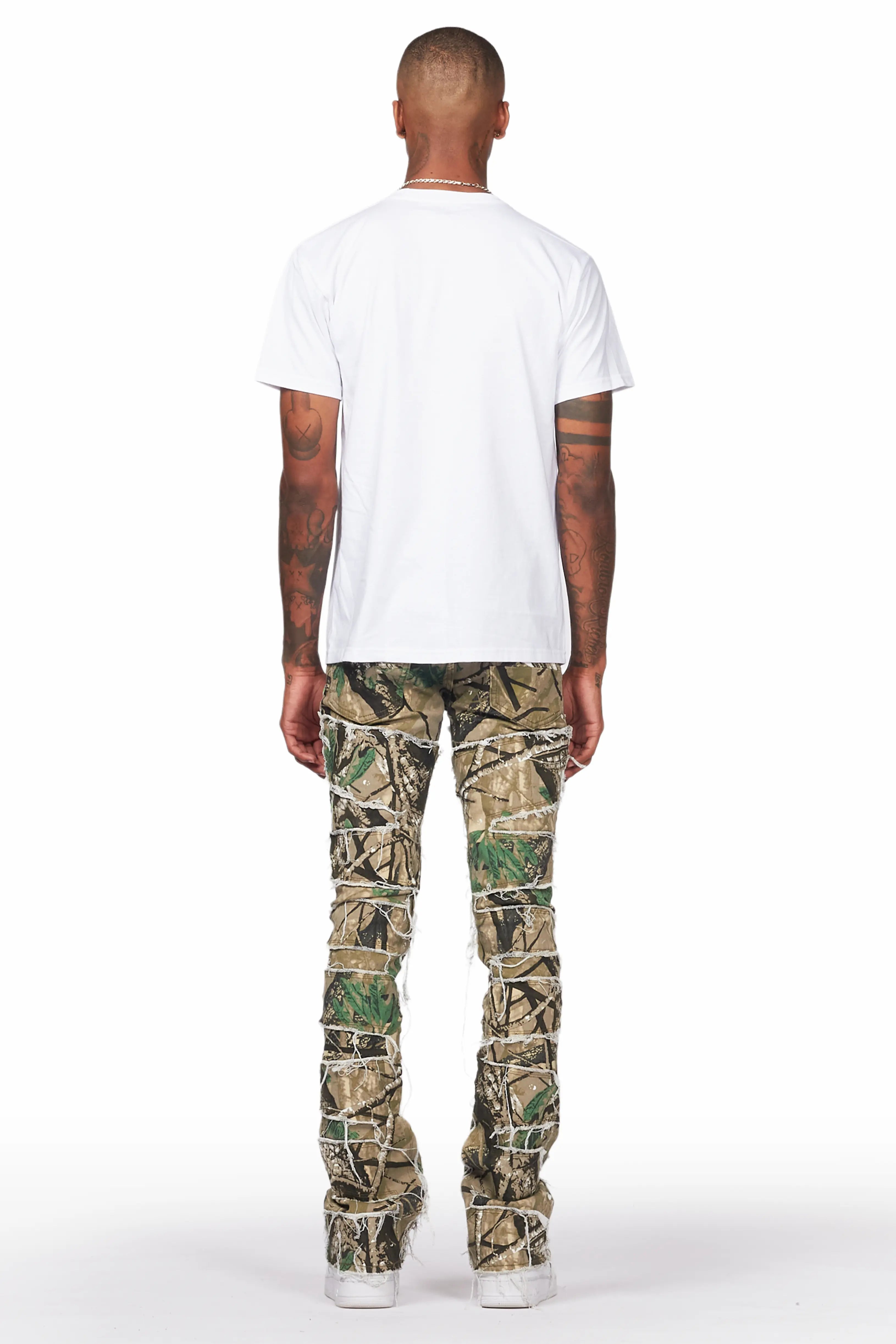 Egras Tree Camo Painter Stacked Flare Jean