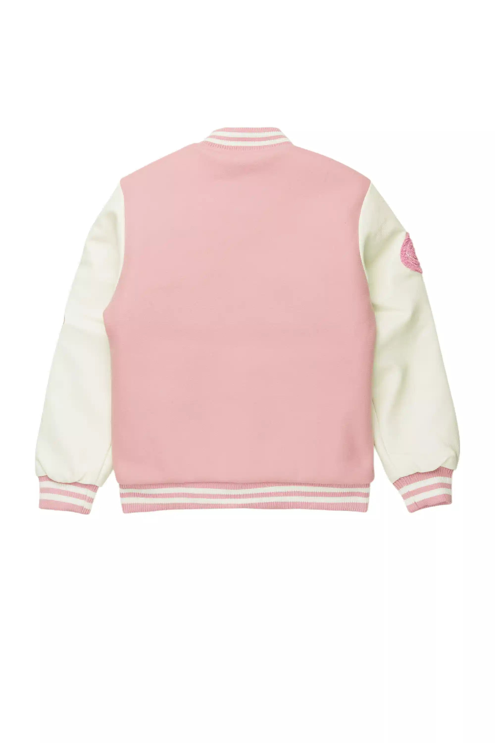 Girls Rosalyn Pink/White Varsity Jacket