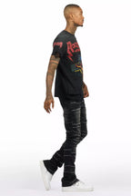 Franko Dark Grey Stacked Flare Jean