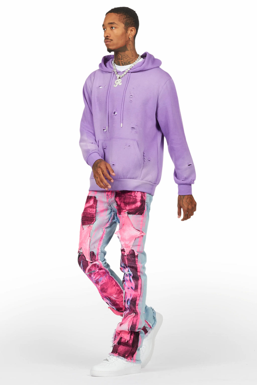Baki Purple Distressed Hoodie