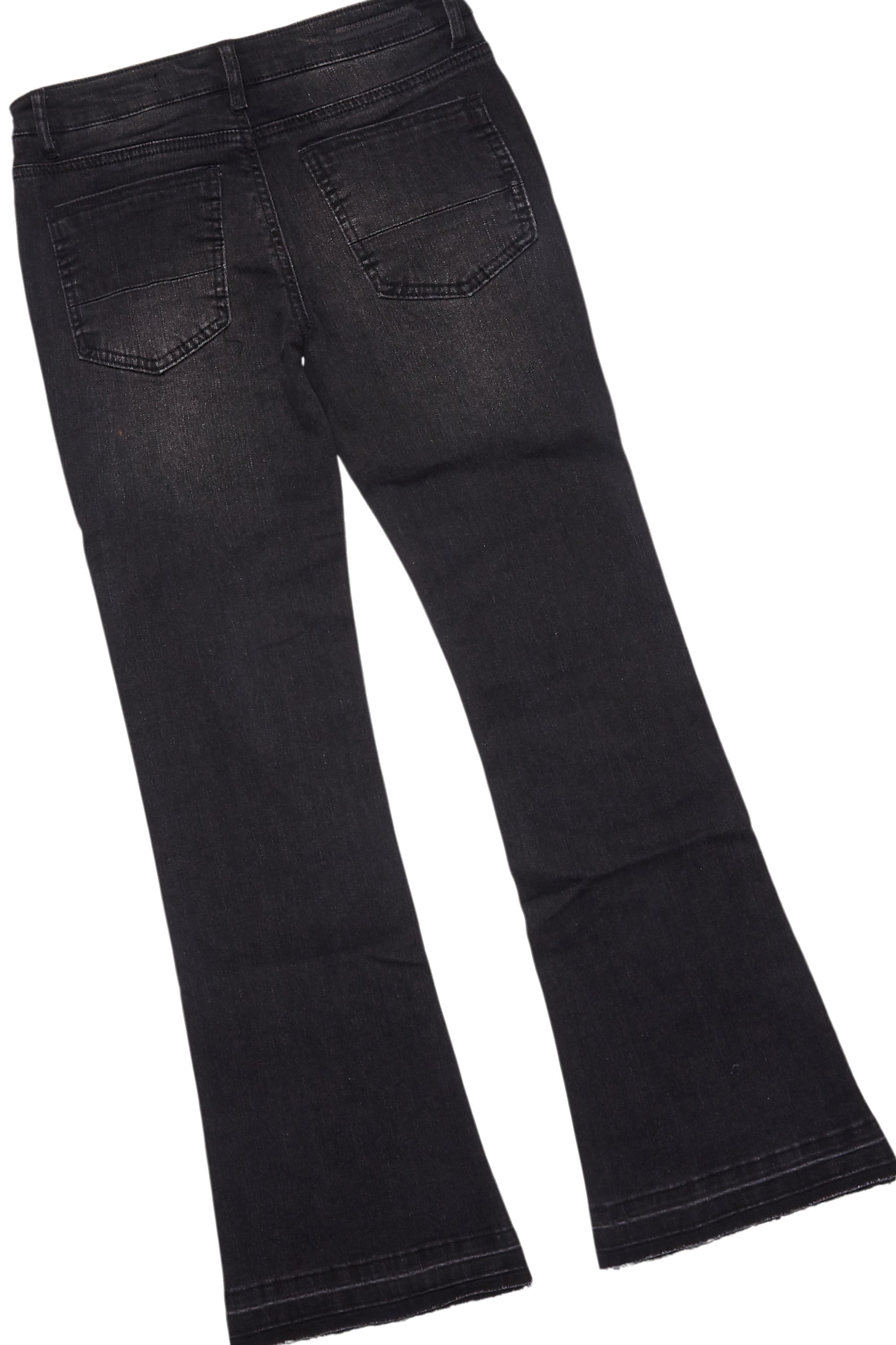 Girls Amos Black/Pink T-Shirt/Stacked Flare Jean Set