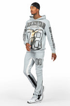 Fields Grey/White Stacked Flare Hoodie Track Set