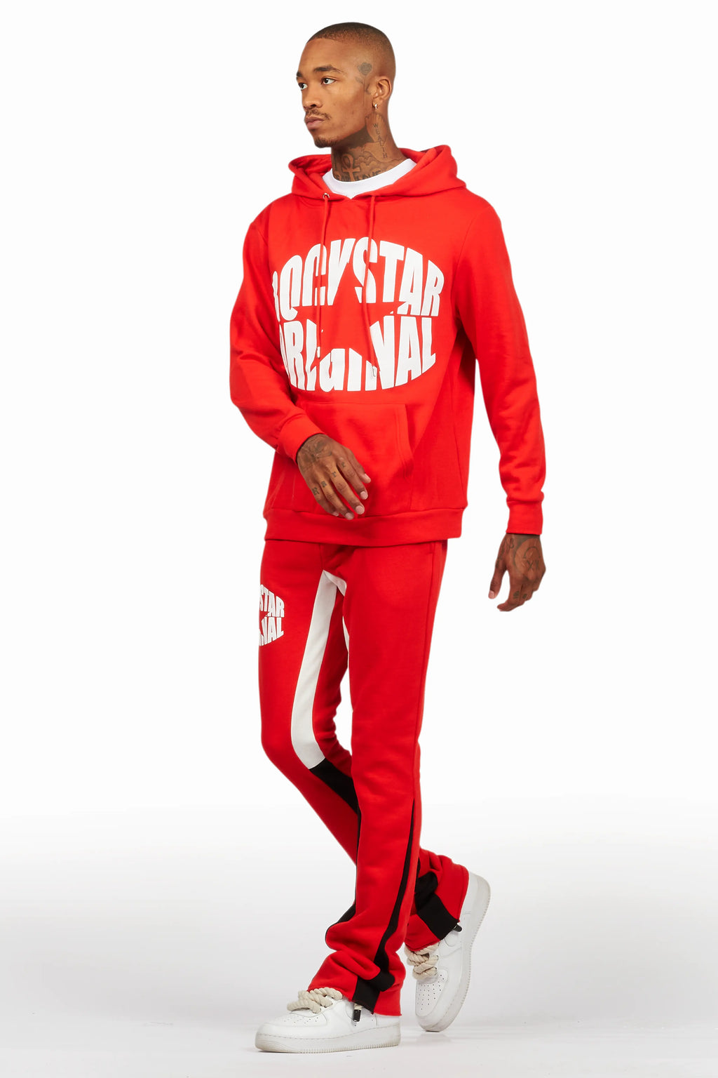 States Red Hoodie Stacked Flare Track Set