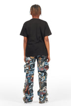 Boys Dalai Multi Stacked Tapestry Flare Jean