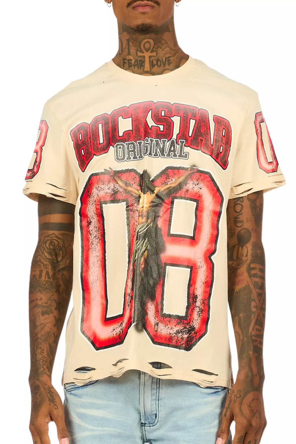 Fields Beige Oversized Graphic T-Shirt