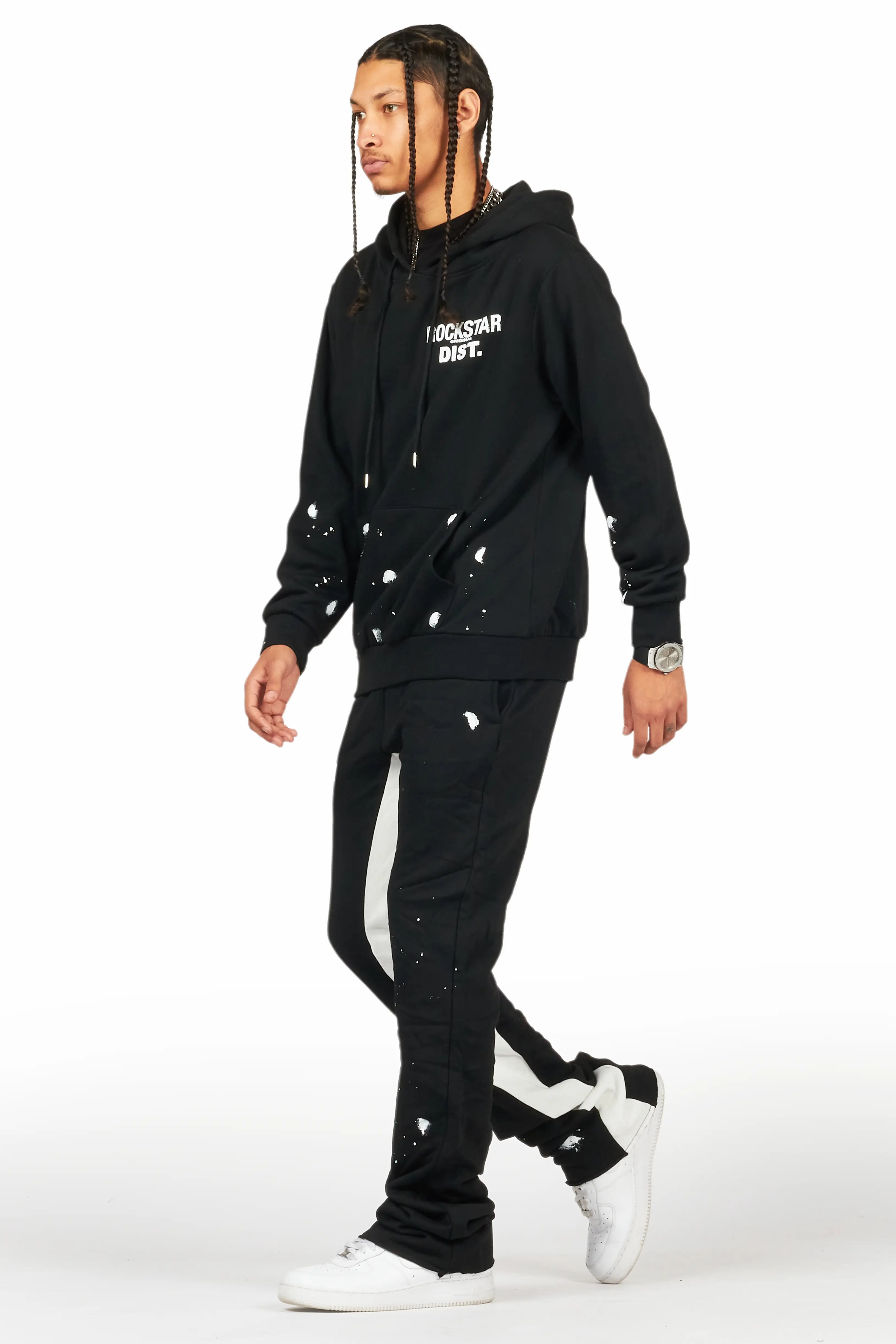 Raffer Black/White Hoodie Baggy Fit Pant Track Set
