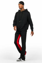 Basic Black/Red Hoodie/Baggy Track Pant Set