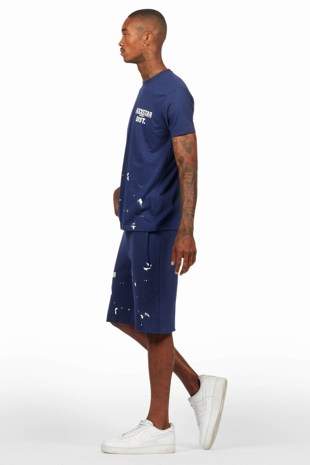 Raffer Navy T-Shirt/Raw Edge Short Set